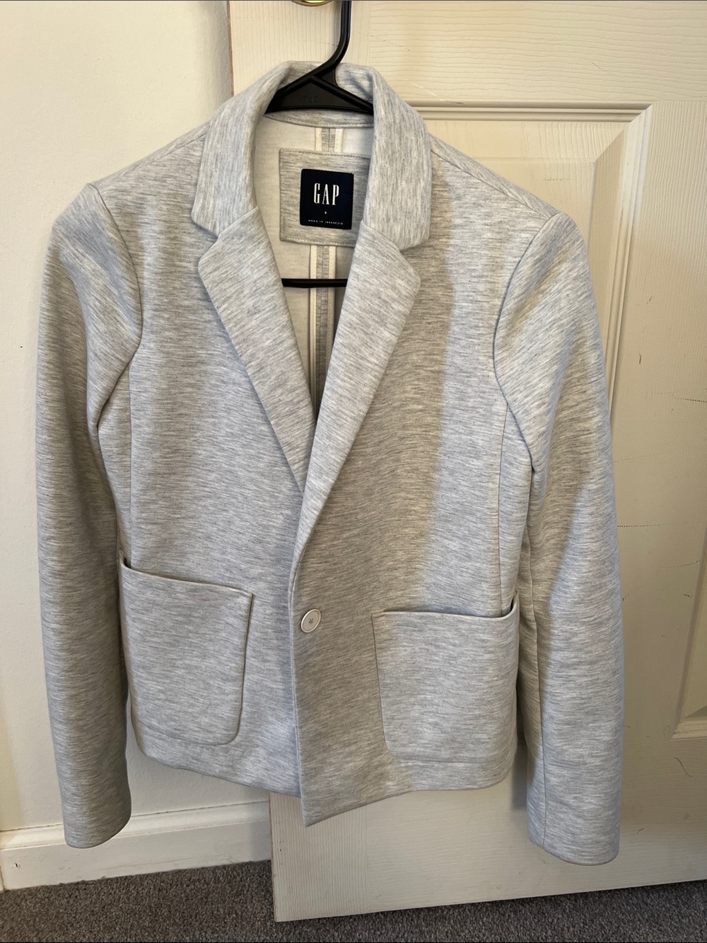 GAP Heather Gray Ponte Single-Button Blazer